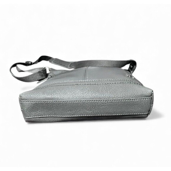 The Sak Gray Leather Crossbody Bag Adjustable Strap Soft Pebbled Leather EUC - Picture 4 of 16